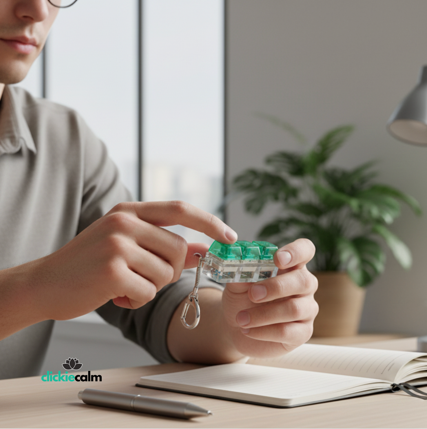 Clickie Calm hilft, innere Unruhe zu reduzieren und länger fokussiert zu bleiben – ideal für Schule, Arbeit oder unterwegs.